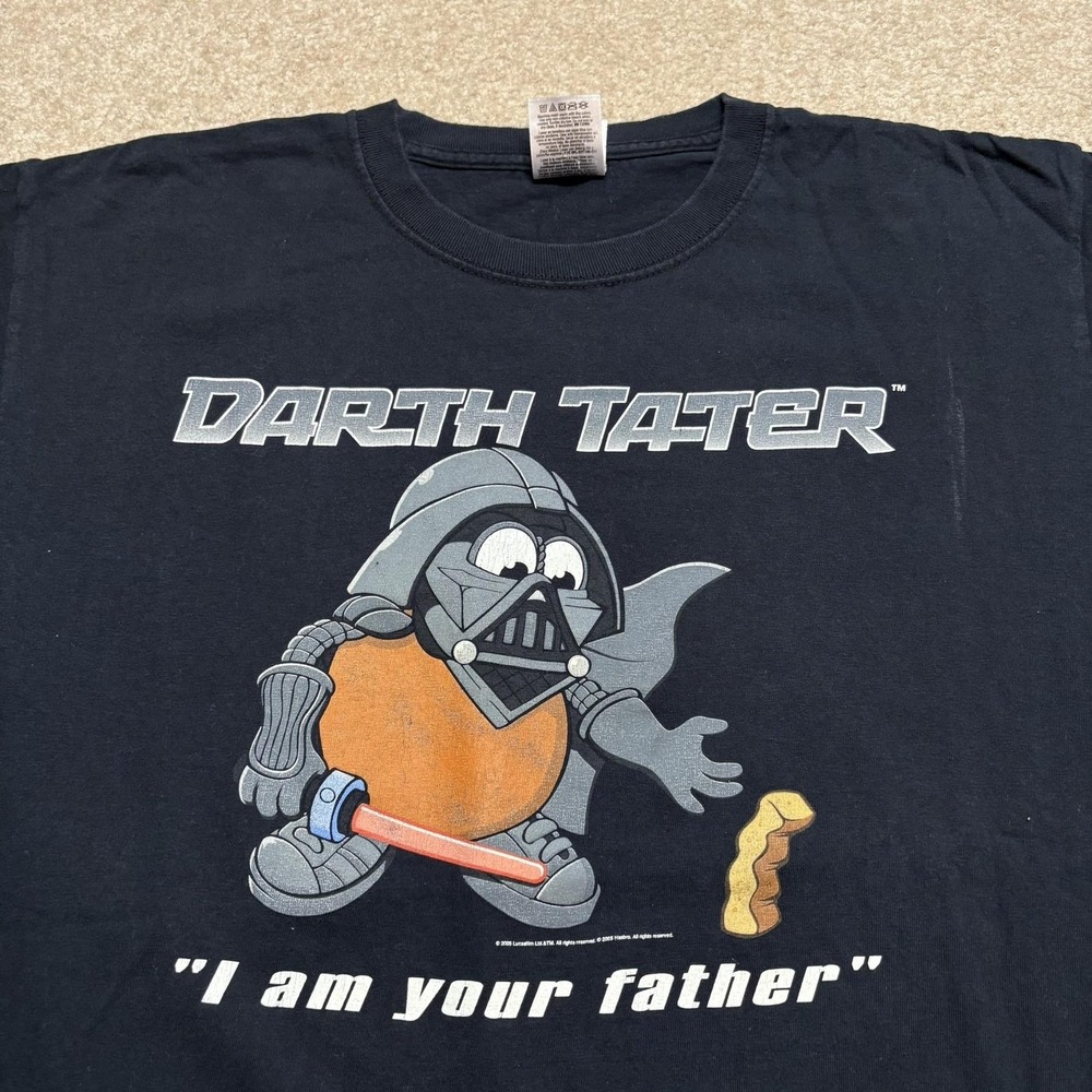 Vtg Darth Tater‎ Shirt Mens Large Black Star Wars Potato Head Parody Tee Funny
